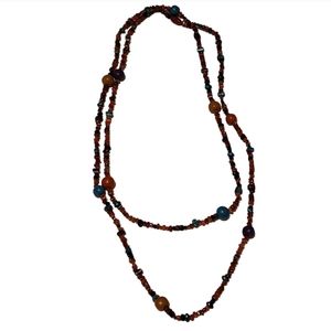 ladies extra long beaded necklace autumn tones